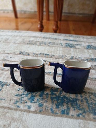 Fincanlar, rəng - Göy, Keramika, 2 ədədli dəst, SSRİ