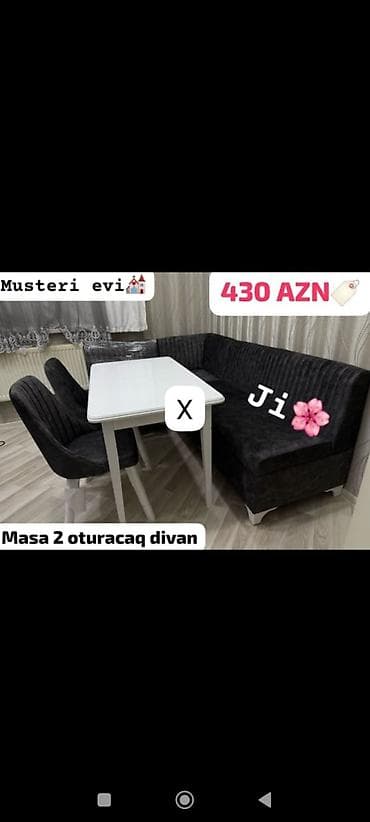 Mətbəx/qonaq otağı dəsti: - 1 ədəd ağ, düzbucaqlı masa – klassik — 1