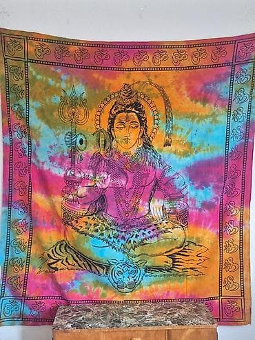 Rəngli divar panosu – Şiva təsvirli, batik (tie-dye) üslubunda - — 1