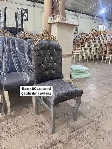 velosiped sekilleri: Mətbəx və qonaq otağı üçün klassik dizaynlı yumşaq stullar - Yüksək — 7