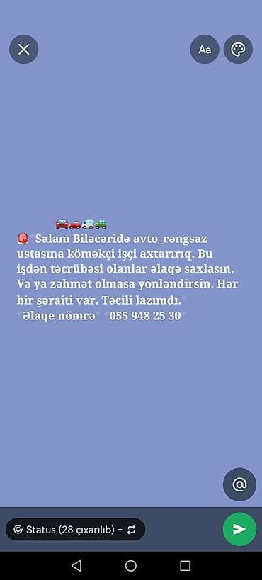 avtomobil ustası: Vakansiya: Biləcəridə avto-rəngsaz ustasına köməkçi - Sahə — 1