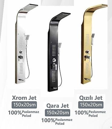 Duş başlıqları: Nerjavika-304 paslanmayan polad duş cetləri qara qızılı gümüşü rəng — 1