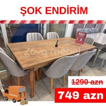 qara sam: Qonaq otağı üçün, Yeni, Açılan, Kvadrat masa, 6 stul — 7