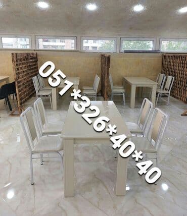 Masa və oturacaq dəstləri: Qonaq otağı üçün, Yeni, Açılan, Kvadrat masa, 4 stul — 24