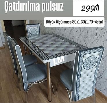 stol ustul: Mətbəx masa ( üstü şüşə) + 4 stull dəst‼️ Qiymət : 290 ₼ Masa — 6