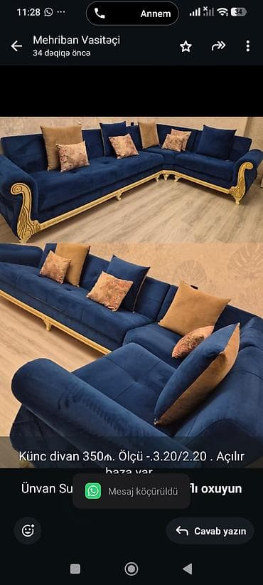 sumqayit ucuz kamot: Künc divan 350₼. Ölçü -.3.20/2.20 . Açılır baza var. Ünvan — 1