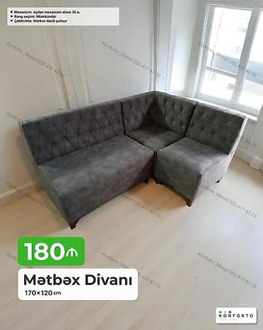 Mətbəx divanı – künc model Ölçü: 170×120 sm Material: yumşaq parça — 1