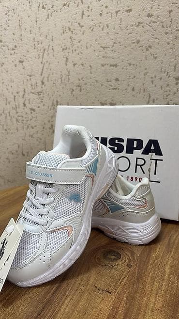 U.S. Polo Assn. uşaq idman ayaqqabısı - Rəng: ağ, açıq mavi və pastel