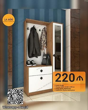 Dəhliz dolabı – LA MiNi dizaynı - Ölçülər: D 35 x H 200 x U 90 sm -