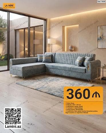Künc divan – La Mini - Ölçülər: 260 × 160 sm - Mexanizm: açılan