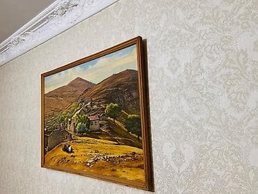 peredok velosiped satisi: Yağlı boya tablo – dağ kəndi mənzərəsi - Texnika: kətan üzərində — 4