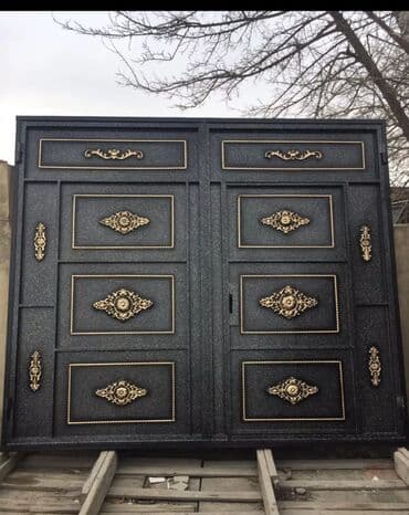 жер тошок: Железо Дворовые ворота, Распашные, 3 м, Механические, С дверью, цвет - Голубой, Нет кредита, Платная установка, Платная доставка — 44