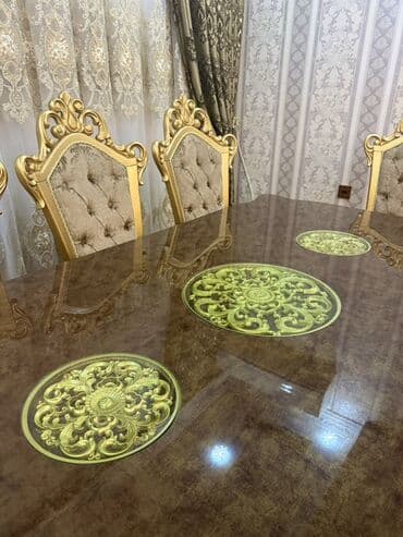 miz ustul: Qonaq otağı üçün, Yeni, Açılmayan, Dördbucaq masa, 8 stul — 1