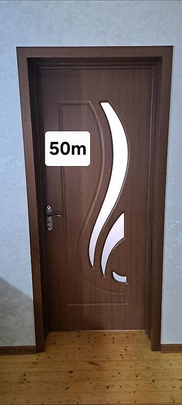 alminum qapi: Məhsul: Taxta rəngli otaq qapıları (şüşəli dekorlu). - Material — 1