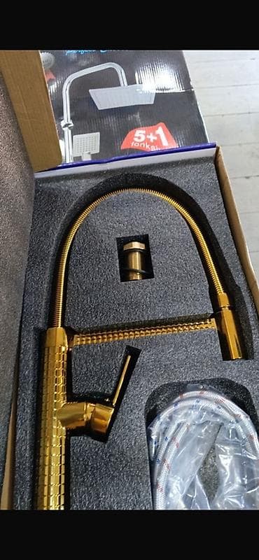 Mətbəx üçün qızılı rəngdə qarışdırıcı kran dəsti - Material: metal