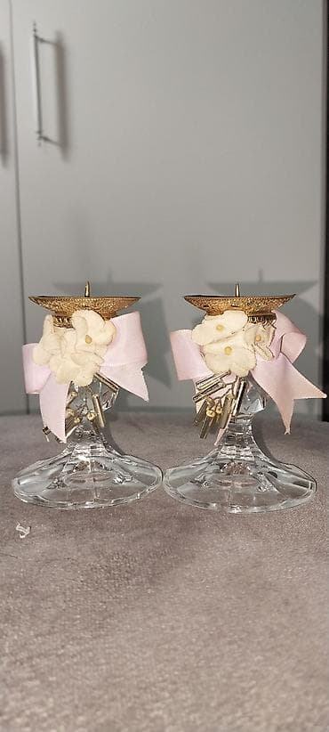 yagli boya tablolar: Şam qabı dəsti – 2 ədəd - Material: şəffaf şüşə gövdə, üst hissə — 3