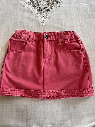 Uşaq üçün çəhrayı ətək - Model: jeans tərzində mini ətək - Rəng
