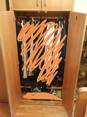 paltar şkaflar: İşlənmiş, 4 qapılı, Qəhvəyi, Taxta, Açılan, Düz dolab — 2