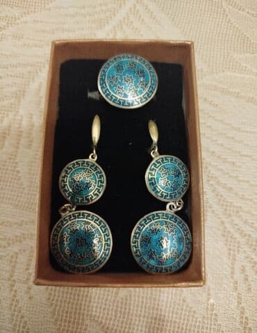 firuzə qaşlı uzuklər: Zərgərlik dəstləri və sırğalar kolleksiyası - Emal işləməli — 4