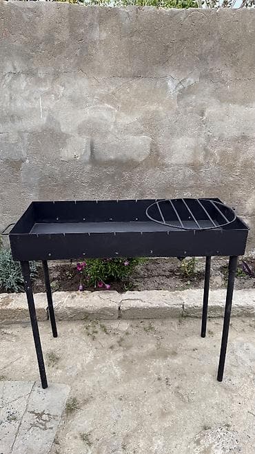 manqal kabab: Uzunluğu 1m,eni 40 sm,qalın dəmirlə yığılmış yeni manqal,qazan üçün — 2
