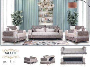 Yeni, Di̇van-kravat, 2 kreslo, Divan, Bazalı, Açılan