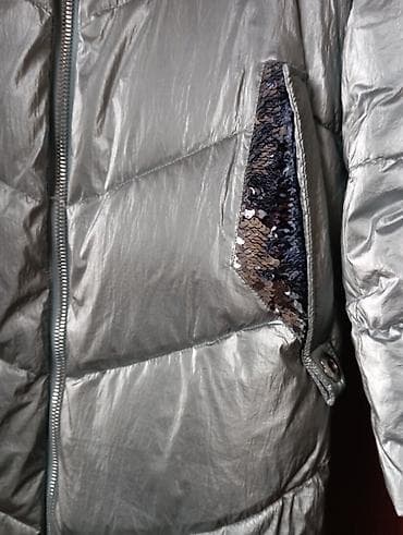 Paltolar: Gümüşü rəngli qadın qış paltosu (uzun, şişmə model)13 14 15 yawa geder — 3