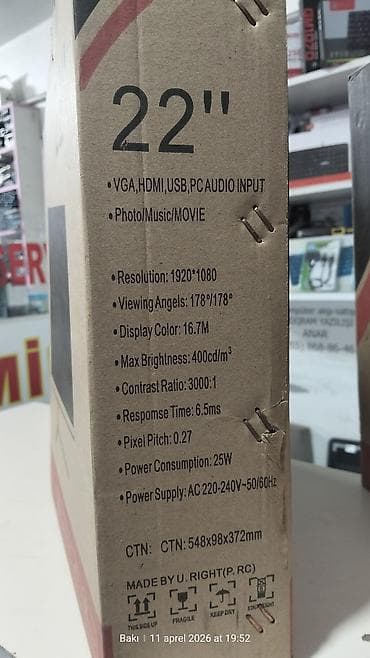 asus canta: Alfa 22" monitor - Ekran: 22 düym, Full HD 1920×1080 - Baxış — 2
