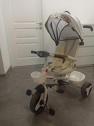 teker velosiped: Uşaq üçtəkərli velosipedi/araba tipli tricikl - Rəng: ağ/bej tonları — 1