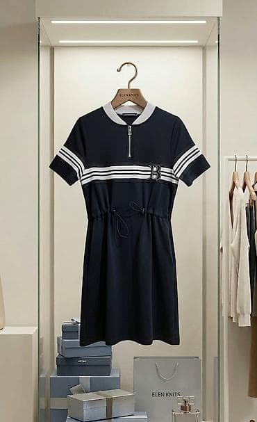 Qadınlar üçün idman-üslublu qısa əlbəttə paltar - Rəng: tünd göy