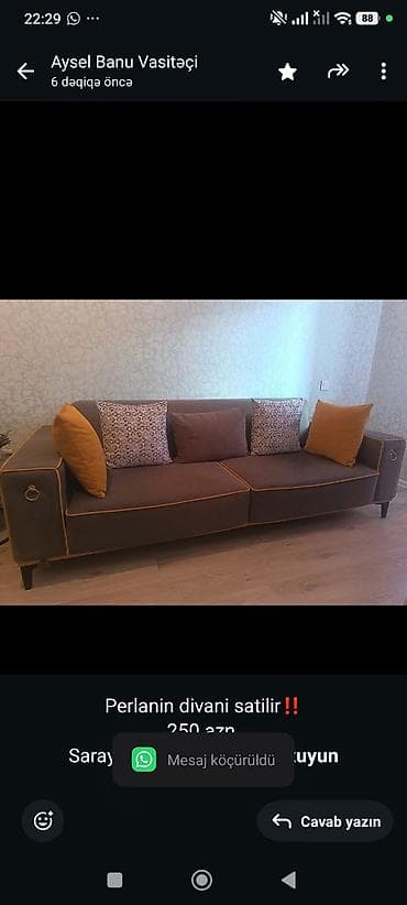 Perlanin divani satilir‼️
250 azn.
Saray mtk0637
Aysel banu — 1