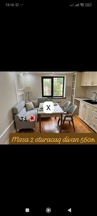 stol ustul: Mətbəx üçün kompakt yemək dəsti: - Düzbucaqlı masa - 2 ədəd yumşaq — 1