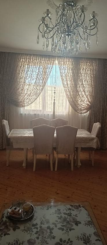Qonaq otağı üçün, İşlənmiş, Açılan, Dördbucaq masa, 6 stul — 1