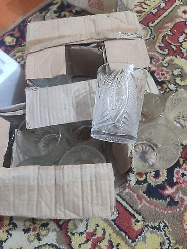 dibçək gülləri satışı: Stəkanlar, rəng - Ağ, Xrustal, 200 ml, SSRİ — 1