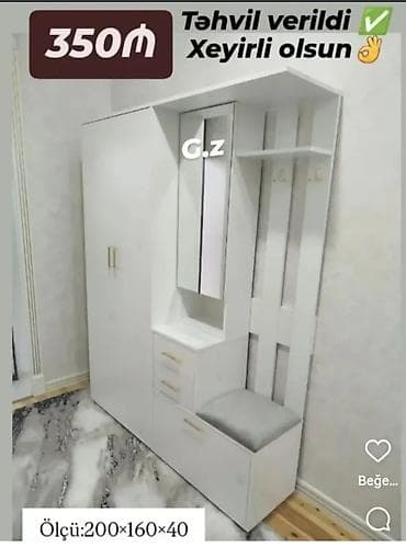 dolab ucuz: Dəhliz üçün çoxfunksiyalı mebel dəsti - Rəng: ağ - Ölçü: 200 × 160 × — 1