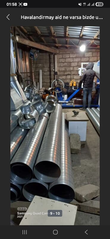 havalandırma matorları: Müxtəlif diametrli və uzunluqlu spiral tikişli ventilyasiya boruları — 1