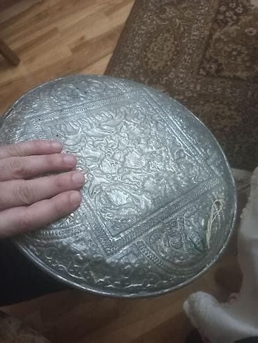 psg forma: Əl işı mis/metal boşqab – oyma naxışlı dekorativ qab - Material — 1
