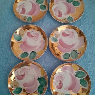 caydan qiymətləri: Çay dəsti, rəng - Qızılı, Farfor, Bohemia, 6 nəfərlik, SSRİ — 5