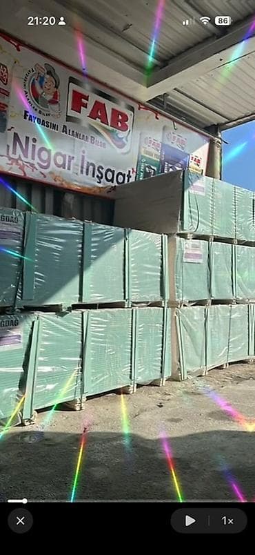 Məhsul: Yaşıl rəngli nəmə davamlı gipskarton (rütubətə dayanıqlı