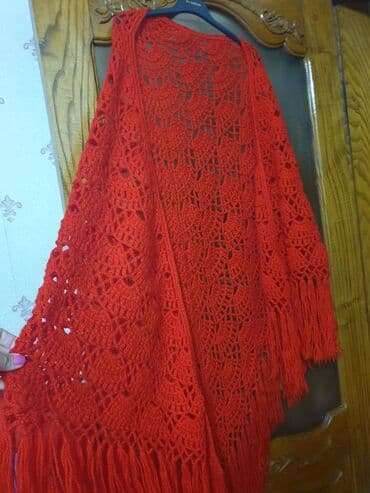 шарфы и палантины из пашмины: Шаль ручная работа. Большая, треугольная, чрко краснач — 1