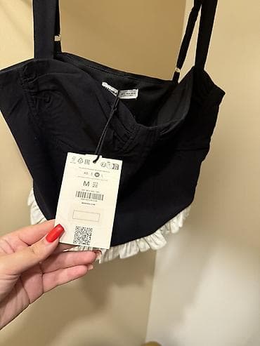 Bershka qadın topu - Model: qara korset tipli top - Rəng: qara, aşağı — 4