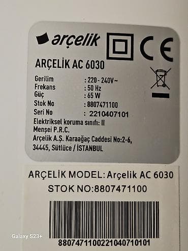 kondisione: Arçelik daşınan hava soyuducu/klimatlaşdırıcı - Funksiyalar: Soyutma — 3