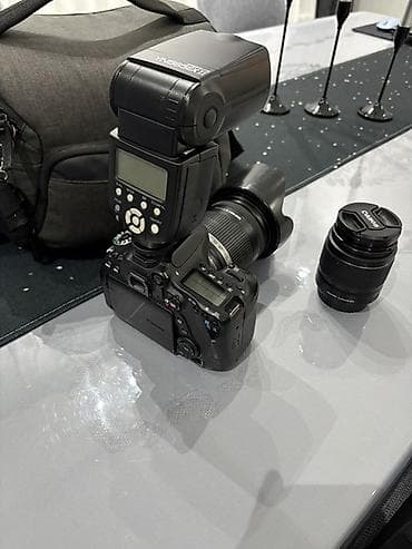 canon lens: Fotoaparat seti – Canon eos80d+ obyektivlər + flaş + çanta + original — 2