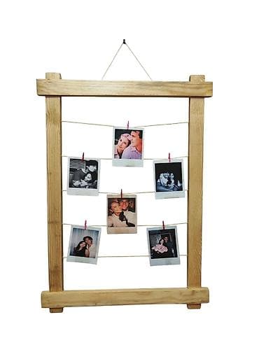 Ağacdan hazırlanmış asılqanlı foto kollaj çərçivəsi - Material: təbii