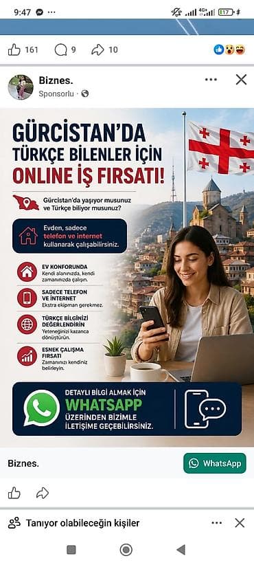 operator vakansiya sumqayit: Gürcüstanda yaşayan və türkcə bilənlər üçün onlayn iş imkanı - Evdən — 1