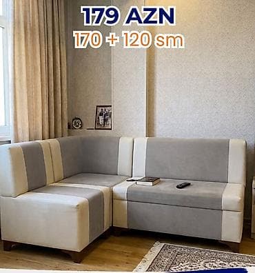 divan ustu: Künc divan – 179 AZN Ölçü: 170 + 120 sm - Müasir minimal dizayn, açıq — 1