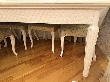 eyvan masa: Klassik üslubda yemək otağı dəsti - Dəst: düzbucaqlı yemək masası 8 — 2