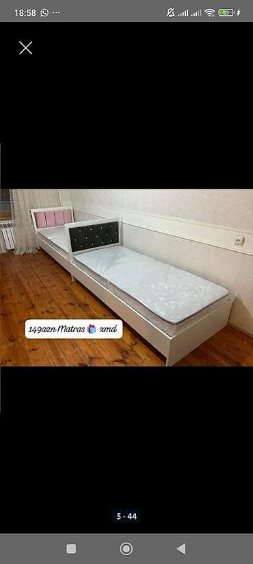 tek krafat: Ağ rəngli tək nəfərlik çarpayı dəsti. - Ölçü: təxmini 90x190 sm — 1