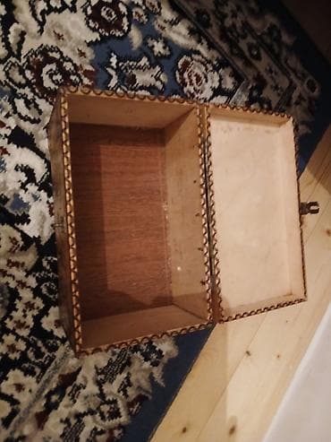 nur corek zavodu: Taxta dekorativ sandıq/qutu - Material: təbii taxta, əl işi naxışlı — 2