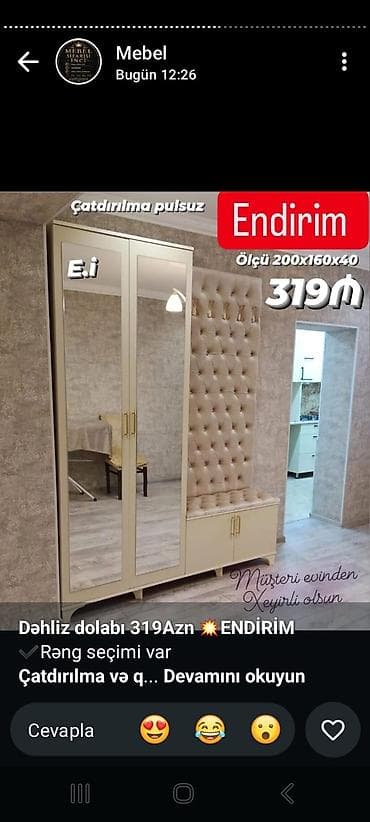 Dəhliz dolabı – endirimli - Ölçü: 200x160x40 sm - Qiymət: 319 AZN - lalafo.az -da Dəhliz dolabı – endirimli - Ölçü: 200x160x40 sm - Qiymət: 319 AZN -