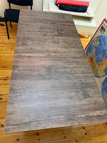 oturaca: Ofis masası və stul dəsti - Masa: düzbucaqlı forma, taxta teksturalı — 2
